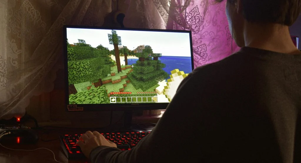 gamer focusing on screen